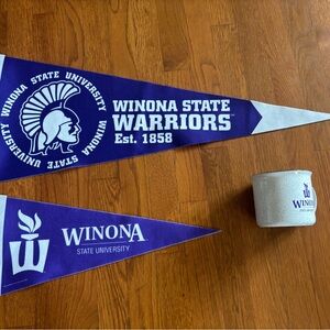 All New Winona State Ceramic Mug with Two Pennants